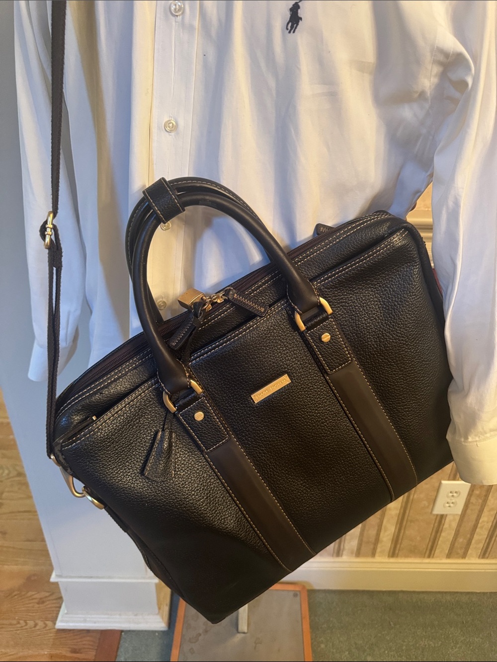Black Pebbled Leather Men’s Briefcase - Classic Professional Bag
